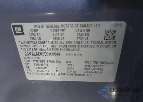 2014 Chevrolet Equinox Ls из США, поврежденный, VIN 2GNALAEK0E6168044